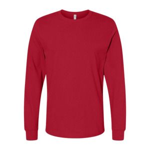 Fruit of the Loom SC201 - T-Shirt Homme Manches Longues Coton Rouge