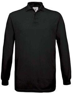 B&C CGSAFML - Polo Manches Longues Homme 100% Coton Noir