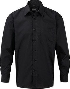 Russell Collection RU934M - Chemise Popeline Homme Manches Longues Noir