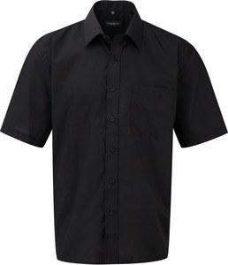 Russell Collection RU935M - Chemise En Popeline Homme Manches Courtes Noir