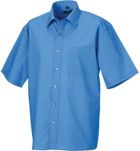 Russell Collection RU935M - Chemise En Popeline Homme Manches Courtes Corporate Blue