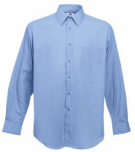 Fruit of the Loom SS118 - Chemise popeline à manches longues Mid Blue