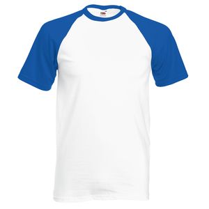 Fruit of the Loom SS026 - T-shirt baseball manches courtes White/ Royal Blue