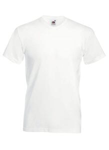 Fruit of the Loom SS034 - T-Shirt Homme Col V Blanc
