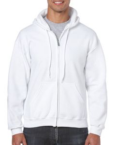 Gildan GD058 - Sweat-shirt à capuche adulte zippé HeavyBlend™ Blanc