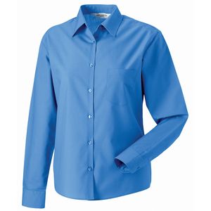Russell Collection J934F - Chemise en popeline manches longues polyester/coton facile d’entretien pour femme Corporate Blue