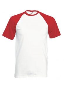 Fruit of the Loom 61-026-0 - Baseball Tee Blanc/Rouge