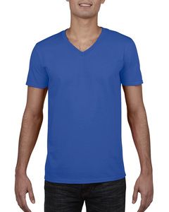 Gildan 64V00 - T-Shirt Homme Col V 100% Coton Bleu Royal