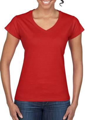 Gildan 64V00L - T-Shirt Femme Col V 100% Coton