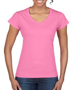 Gildan 64V00L - T-Shirt Femme Col V 100% Coton Azalea