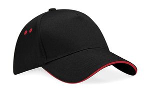 Beechfield B15C - Casquette Panneaux 100% Coton Black/Classic Red