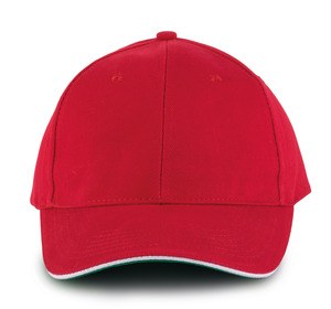 K-up KP011 - ORLANDO - CASQUETTE HOMME 6 PANNEAUX Red / White / Green