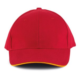 K-up KP011 - ORLANDO - CASQUETTE HOMME 6 PANNEAUX Red / Yellow