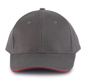 K-up KP011 - ORLANDO - CASQUETTE HOMME 6 PANNEAUX Slate Grey / Red