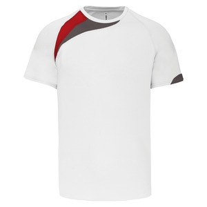 ProAct PA437 - T-SHIRT SPORT MANCHES COURTES ENFANT White / Sporty Red / Storm Grey