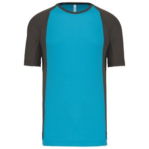 ProAct PA467 - T-SHIRT BICOLORE SPORT MANCHES COURTES UNISEXE Light Turquoise / Dark Grey