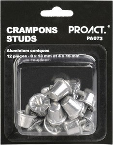 ProAct PA073 - BOÎTE DE 12 CRAMPONS ALU CONIQUES Argent