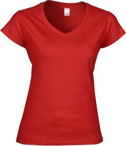 Gildan GI64V00L - T-Shirt Femme Col V Rouge