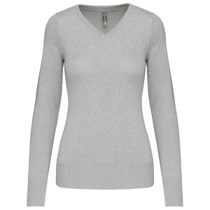 Kariban K966 - PULL COL V FEMME Gris clair melange