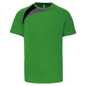 ProAct PA436 - T-SHIRT SPORT MANCHES COURTES UNISEXE Green / Black / Storm Grey