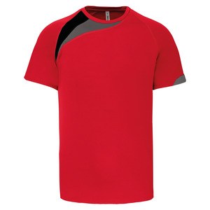ProAct PA436 - T-SHIRT SPORT MANCHES COURTES UNISEXE Sporty Red / Black / Storm Grey