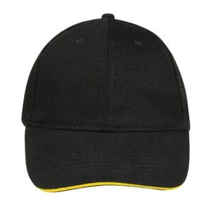 SOL'S 88100 - Buffalo Casquette 6 Panneaux Noir / Jaune