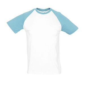 SOL'S 11190 - Funky Tee Shirt Homme Bicolore Manches Raglan Blanc / Atoll