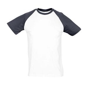 SOL'S 11190 - Funky Tee Shirt Homme Bicolore Manches Raglan Blanc / Marine