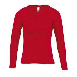 SOL'S 11425 - MAJESTIC Tee Shirt Femme Col Rond Manches Longues Rouge