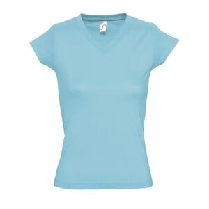 SOL'S 11388 - MOON Tee Shirt Femme Col “V” Bleu atoll