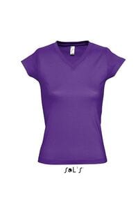 SOL'S 11388 - MOON Tee Shirt Femme Col “V” Violet foncé