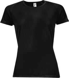 SOL'S 01159 - SPORTY WOMEN Tee Shirt Femme Manches Raglan Noir