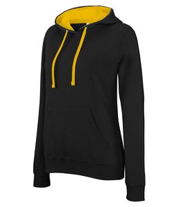 Kariban K465 - Sweat-shirt capuche contrastée femme Black / Yellow