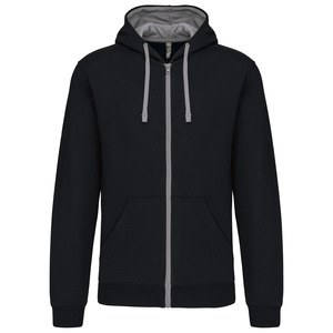 Kariban K466 - Sweat-shirt zippé capuche contrastée Black / Fine Grey