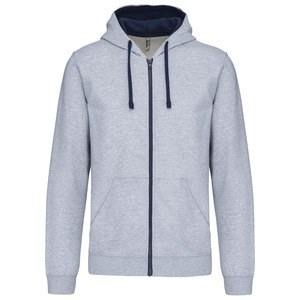 Kariban K466 - Sweat-shirt zippé capuche contrastée Oxford Grey / Navy