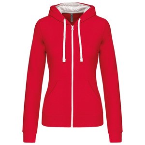 Kariban K467 - Sweat-shirt zippé capuche contrastée femme Red / White