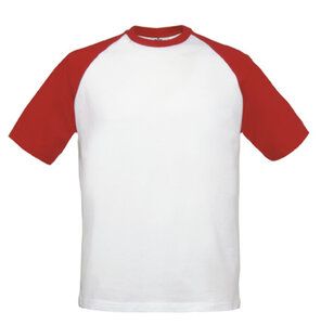 B&C BC231 - T-Shirt Enfant À Manches Raglan Blanc/Rouge