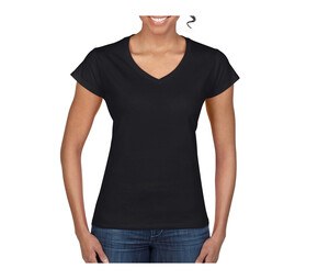 Gildan GN647 - T-Shirt Femme Col V 100% Coton Noir