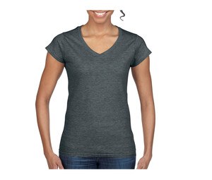 Gildan GN647 - T-Shirt Femme Col V 100% Coton Gris Athlétique Foncé