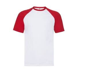 Fruit of the Loom SC237 - T-Shirt Baseball Blanc/Rouge