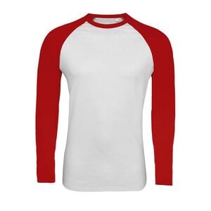 SOL'S 02942 - Funky Lsl Tee Shirt Homme Bicolore Manches Longues Raglan Blanc-Rouge