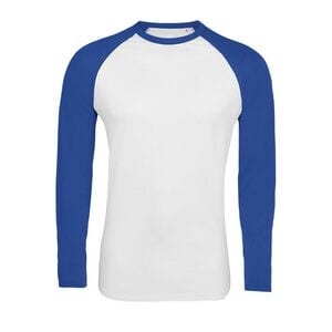 SOL'S 02942 - Funky Lsl Tee Shirt Homme Bicolore Manches Longues Raglan White / Royal Blue