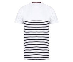 FRONT ROW FR135 - Tee-shirt marinière Blanc/Navy