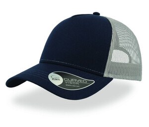 Atlantis AT085 - Casquette 5 Panneaux Trucker en Coton Marine / Gris