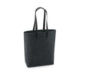 Bag Base BG738 - Sac shopping en polyester feutrine Anthracite chiné / Noir