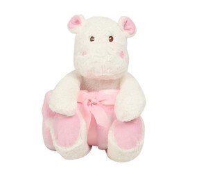 MUMBLES MM606 - Peluche hippopotame et couverture Blanc-Rose
