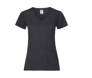 Fruit of the Loom SC601 - Tee Shirt Col V Femme Gris Foncé Chiné