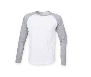 SF Men SF271 - Tee-shirt baseball manches longues White / Heather Grey