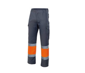 VELILLA VL157 - PANTALON BICOLORE HAUTE VISIBILITE Grey / Fluo Orange