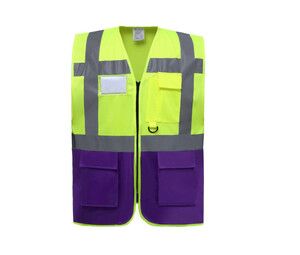 YOKO YK801 - Gilet multi-fonction haute sécurité Hi Vis Yellow/Purple